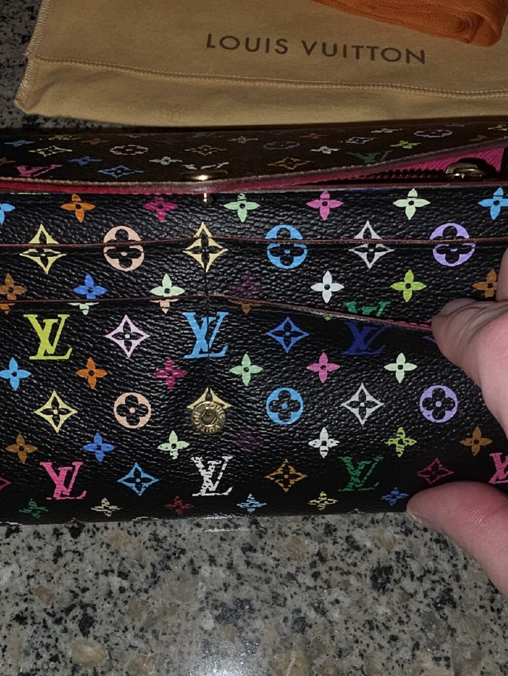 Louis Vuitton Murakami Black Multicolor Monogram Flap Wallet - Picture 10 of 15
